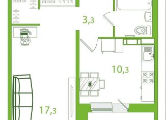 1-комнатная квартира на продажу, 38 м2, Томская область