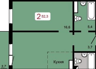 Продажа 2-комнатной квартиры, 52.3 м2, Красноярский край