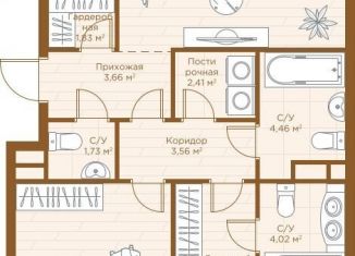 Продам квартиру свободная планировка, 92.4 м2, Казань