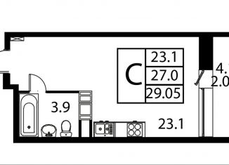 Продам 1-комнатную квартиру, 29.1 м2, Домодедово