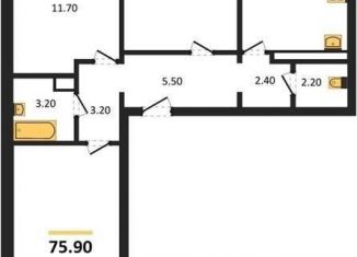 Продается 3-ком. квартира, 75.9 м2, Воронеж, улица Шидловского, 28