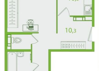 Продаю двухкомнатную квартиру, 61.3 м2, Томская область