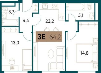 Продается 3-комнатная квартира, 64.1 м2, Москва, Винницкая улица, 8к4, ЖК Настоящее