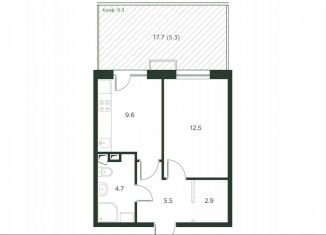Продам однокомнатную квартиру, 40.5 м2, деревня Лобаново