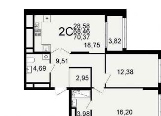 Продам 1-ком. квартиру, 41.8 м2, Рязань