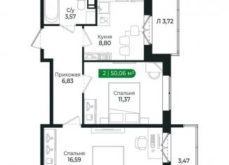 Продам двухкомнатную квартиру, 50.1 м2, Сертолово