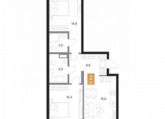 Продаю двухкомнатную квартиру, 65.1 м2, Курск