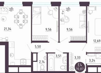 Продается трехкомнатная квартира, 70.9 м2, Тула, Пряничная улица, 9