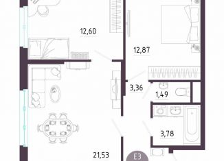 2-ком. квартира на продажу, 59.3 м2, Тула, Пряничная улица, 8