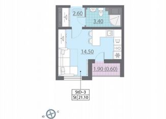Продажа квартиры студии, 21.1 м2, Санкт-Петербург, муниципальный округ Полюстрово, Муринская дорога, 8к1