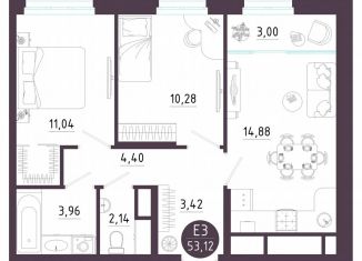 Продажа 2-ком. квартиры, 53.1 м2, Тула, Пряничная улица, 9