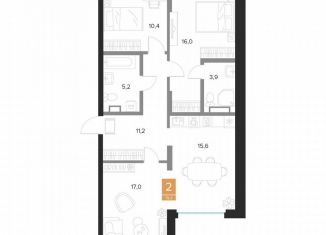 Продам 2-ком. квартиру, 79.3 м2, Курск