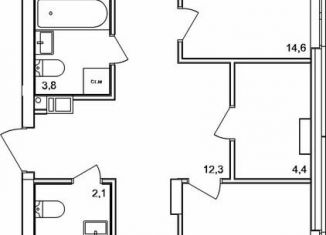 Четырехкомнатная квартира на продажу, 93.8 м2, деревня Анкудиновка, жилой комплекс КМ Анкудиновский Парк, 47, ЖК КМ Анкудиновский Парк