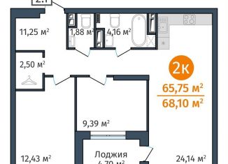 2-ком. квартира на продажу, 65.8 м2, Тюмень, ЖК ДОК, Краснооктябрьская улица, 8