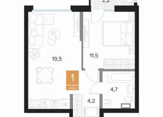 Продам 1-ком. квартиру, 40.6 м2, Курск, улица Бойцов 9-й Дивизии