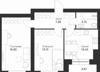 Двухкомнатная квартира на продажу, 54.1 м2, Тула, улица Героя России Зиничева, 8