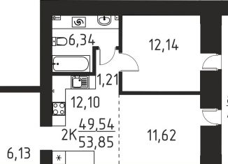 Продажа двухкомнатной квартиры, 53.9 м2, деревня Кисловка, улица Василия Кандинского, 4