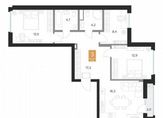 Продаю трехкомнатную квартиру, 78.2 м2, Курск