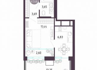Продажа однокомнатной квартиры, 41.5 м2, Тула, Пряничная улица, 8
