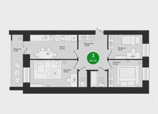Продается трехкомнатная квартира, 90.5 м2, Йошкар-Ола, микрорайон Гомзово