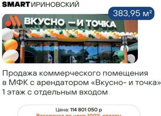 Продам помещение свободного назначения, 383.95 м2, Санкт-Петербург, Ириновский проспект, 34, муниципальный округ Ржевка