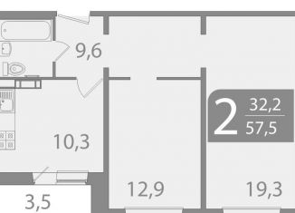 Продам 2-ком. квартиру, 57.6 м2, Томск, улица Пришвина, 46
