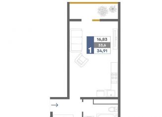 Продам квартиру студию, 34.9 м2, Крым