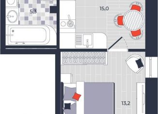 Продается двухкомнатная квартира, 44 м2, Тула