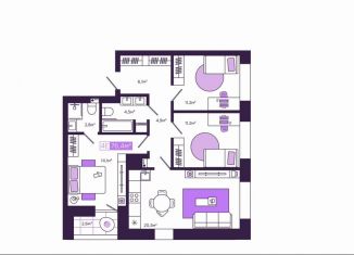 Продаю 4-ком. квартиру, 76.7 м2, Чита, улица Генерала Белика, 3к3