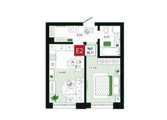 Продам однокомнатную квартиру, 36.1 м2, Тула, улица Павшинский Мост, 1к1, ЖК Московский