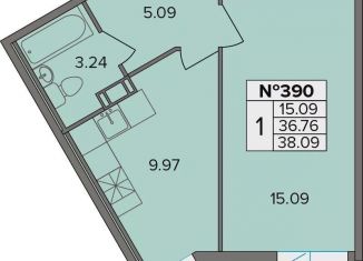 1-комнатная квартира на продажу, 38.1 м2, деревня Новое Девяткино, Лесная улица, 19