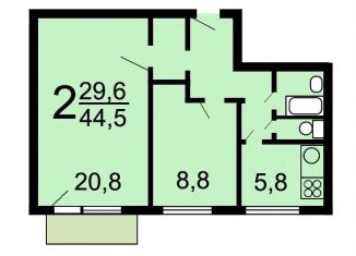 Двухкомнатная квартира на продажу, 44.2 м2, Москва, станция Ботанический сад, Снежная улица, 14к3