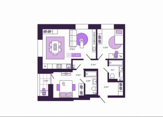 Трехкомнатная квартира на продажу, 72 м2, Чита, улица Генерала Белика, 3к3