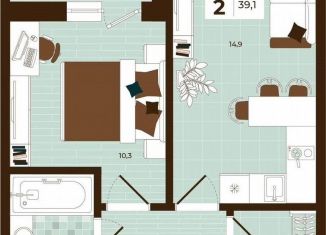 Продается 2-ком. квартира, 39.1 м2, Тула