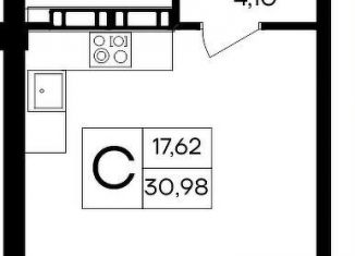Продается квартира студия, 31 м2, посёлок городского типа Гвардейское