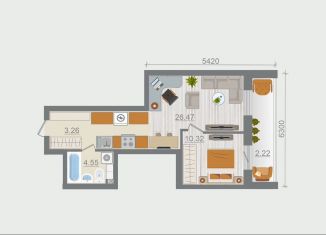 Продаю однокомнатную квартиру, 46.8 м2, деревня Разбегаево