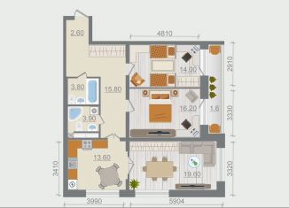 Продам 3-комнатную квартиру, 91.1 м2, деревня Разбегаево