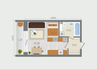 Продам квартиру студию, 29.3 м2, деревня Разбегаево