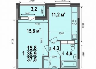 1-комнатная квартира на продажу, 37.5 м2, Владимир, Смоленская улица, 3Б, ЖК Веризино лайф