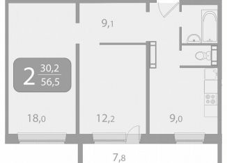 Продается двухкомнатная квартира, 56.5 м2, поселок Зональная Станция, улица Королёва, 20