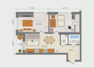 Продажа двухкомнатной квартиры, 64.4 м2, деревня Разбегаево