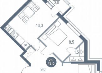 Продаю двухкомнатную квартиру, 48 м2, Котельники, микрорайон Новые Котельники, 11