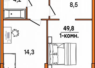 Продам 1-ком. квартиру, 47.4 м2, Ульяновск