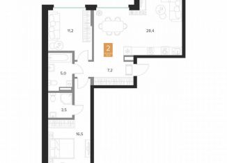 Продается 2-комнатная квартира, 72.5 м2, Курск
