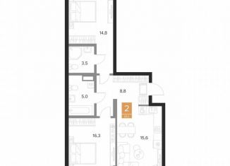 Продажа двухкомнатной квартиры, 65.1 м2, Курск