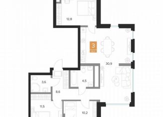 Продажа трехкомнатной квартиры, 82.1 м2, Курск