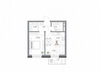 Продается двухкомнатная квартира, 42.7 м2, Красноярский край