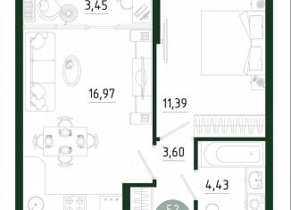 Продам 1-комнатную квартиру, 39.8 м2, Тула, улица Генерала Маргелова, 9В