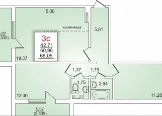 Продам 2-комнатную квартиру, 61 м2, Челябинск, улица Маршала Чуйкова, 25