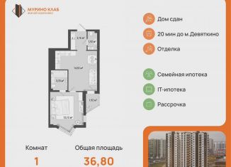 1-ком. квартира на продажу, 36.8 м2, Мурино, улица Шувалова, 34